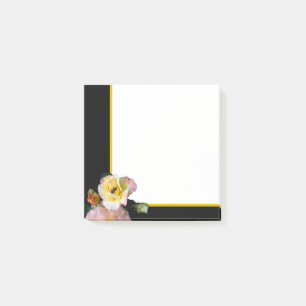 Bee on Pink Yellow Roses Blume Post-it Notes Klebezettel