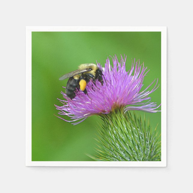 Bee on Thistle Paper Napkin Serviette (Vorderseite)