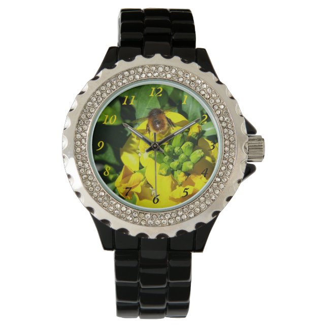 Bee on Yellow Flowers Armbanduhr (Vorderseite)