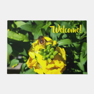 Bee on Yellow Flowers Fußmatte