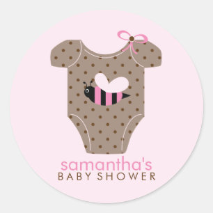 Bee Outfit Girl Babydusche Runder Aufkleber