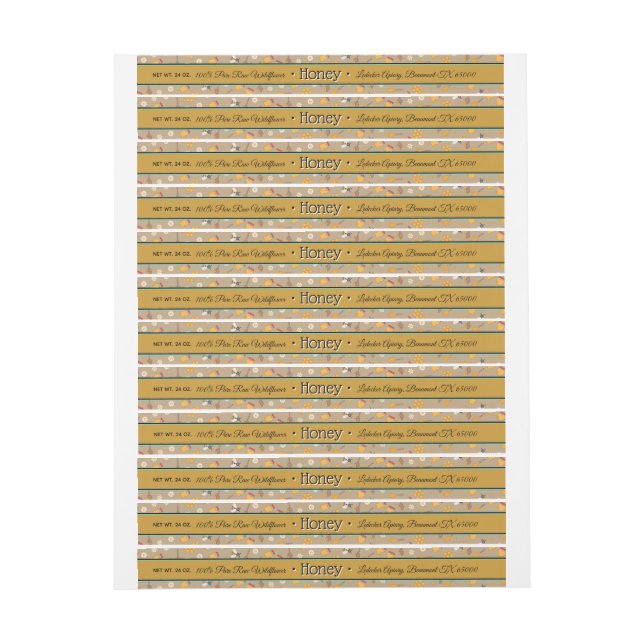 Bee Pattern Golden Amber Floral Honey Jar (Bogen)