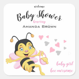 Bee Phantastisch Baby Girl Dusche | Quadratischer Aufkleber