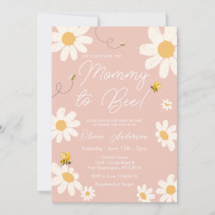 Bee Pink Daisy Retro Mommy to Bee Baby Dusche Einladung