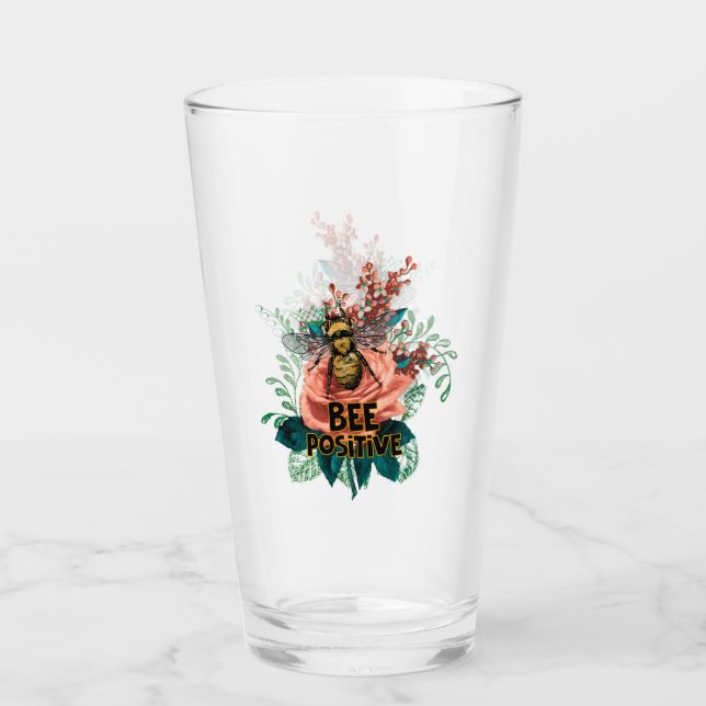 Bee Positive Floral Vibes Drawstring Bag Glas (Vorderseite)