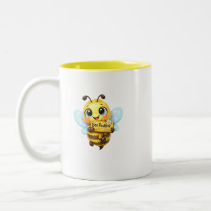 Bee Positive – Süße Motivations-Bienen-Tasse Zweifarbige Tasse