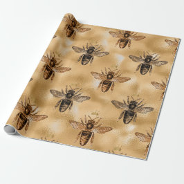Bee Queen Honey Bronze Hold Vintag Crown Geschenkpapier