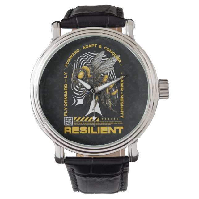 Bee Resilient – Motivational Bee Positivity Design Armbanduhr (Vorderseite)