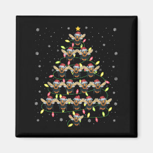 Bee Santa Christmas Tree Lights Ugly Sweater Style Magnet