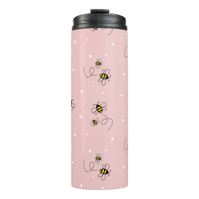 Bee seamless pattern on pastel background. Vintage Thermosbecher (Vorderseite)
