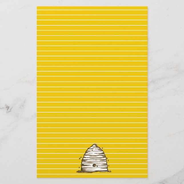 Bee Skep Honey Bee Gelb Linke Briefpapier (Vorderseite)