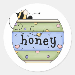 Bee Stealing from Honey Pot Runder Aufkleber
