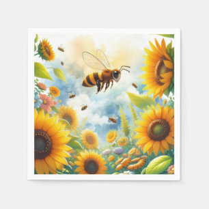 Bee Sunflower Garden Thema Serviette