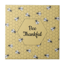 Bee Thankful Quote Light Amber Honeycomb