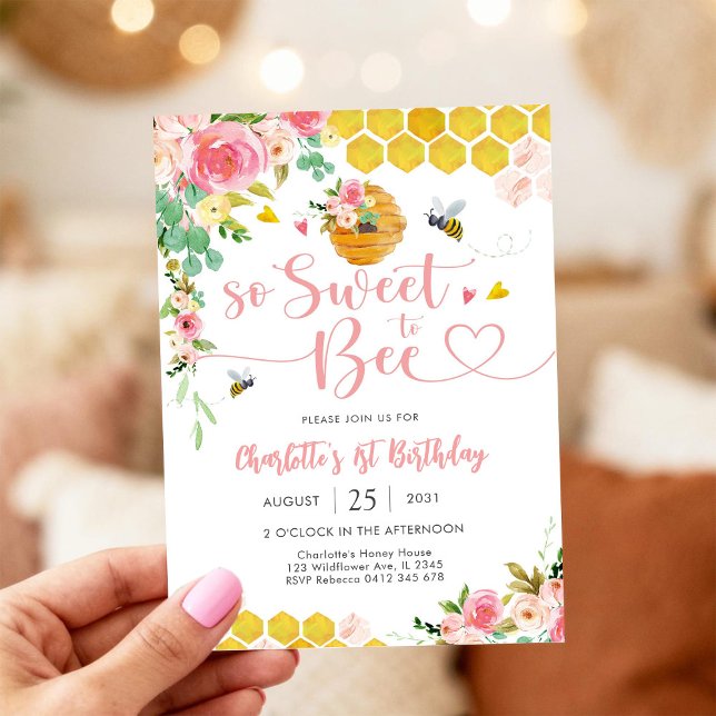 Bee Theme 1st Birthday Invitation Einladung (Von Creator hochgeladen)