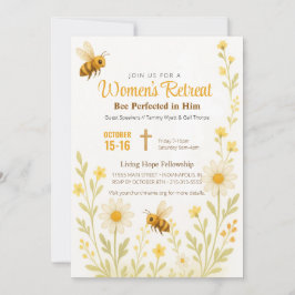 Bee Theme Gold Floral Women's Church Retreat Einladung