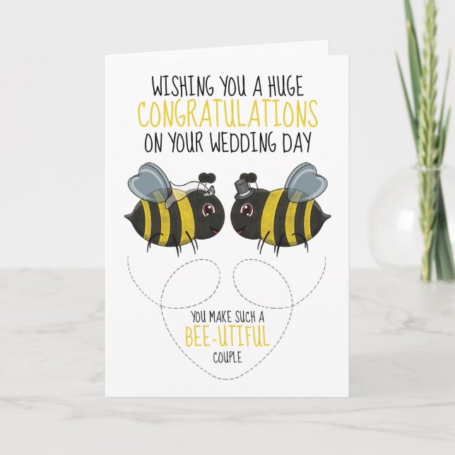 Bee Themed Wedding Glückwunschkarte Karte (Vorderseite)