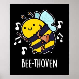Bee-thoven Funny Music Bee Pun Dark BG Poster