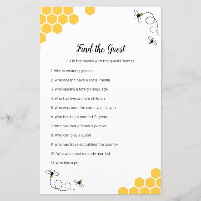 Bee Watercolor Finden Sie das Gast-Spiel (Vorderseite)