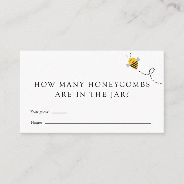 Bee Wie viele Honeycombs Baby Shower Game Card Begleitkarte (Vorderseite)