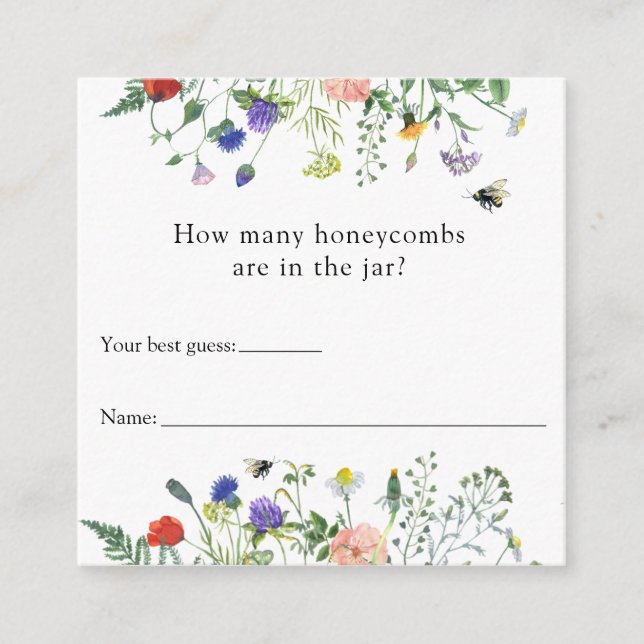 Bee Wie viele Honeycombs Baby Shower Game Card Begleitkarte (Vorderseite)