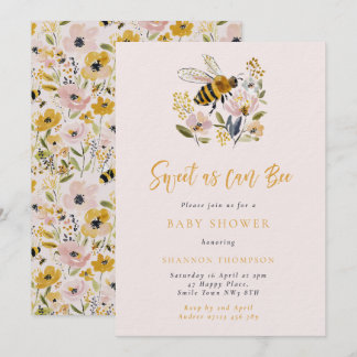 Bee & Wildflower Sweet As Can Bee Baby Shower Einladung