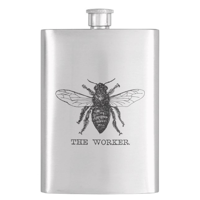 Bee Worker Honey Black Bumblebee Flachmann (Vorderseite)