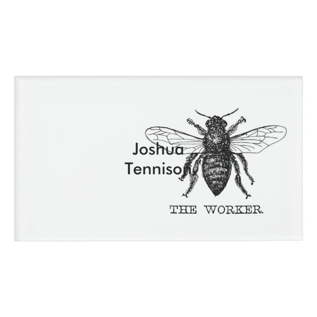 Bee Worker Honey Black Bumblebee Namenschild (Vorderseite)