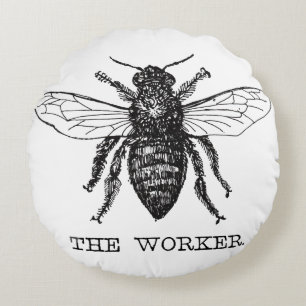 Bee Worker Honey Black Bumblebee Rundes Kissen