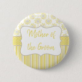 Bee Yellow and Grey Geometric Mother of the Groom Button