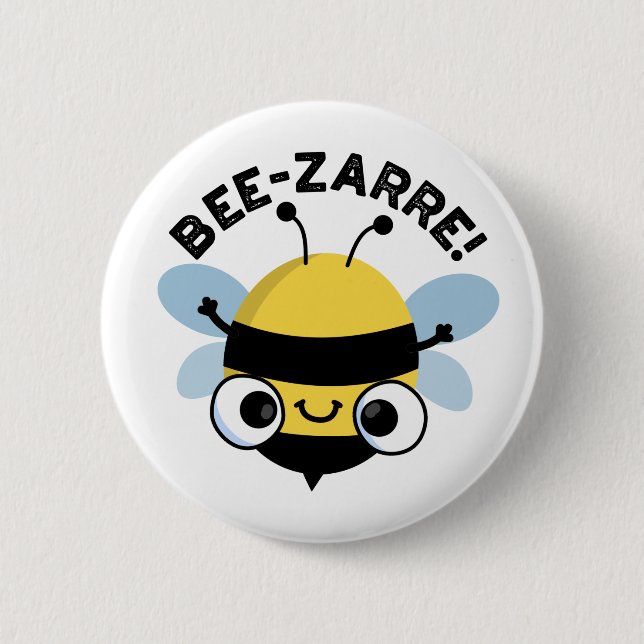 Bee-zarre Funny Bizarre Bee Pun Button (Vorderseite)
