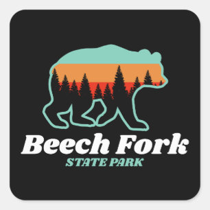 Beech Fork Staat Park WV Bär Retro Vintag Quadratischer Aufkleber
