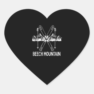 Beech Mountain North Carolina NC Retro Skifahren Herz-Aufkleber