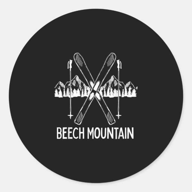 Beech Mountain North Carolina NC Retro Skiing Runder Aufkleber (Vorderseite)