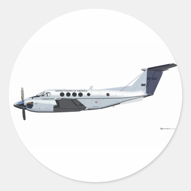 Beechcraft C-12 Hurone Runder Aufkleber (Vorderseite)