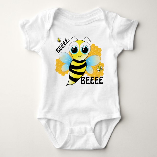 BEEEES & Beehive bleu et jaune Body pour bébé (Devant)