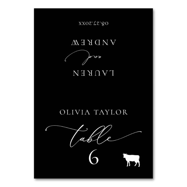 Beef Black Minimalistisch Wedname Tischnummer (Vorderseite)
