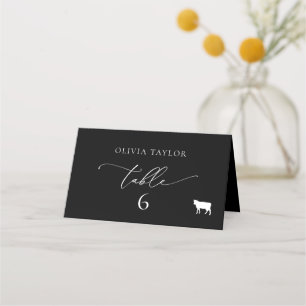 Beef Black & White Minimalistisch Wedding Tischnum Platzkarte