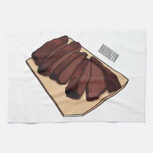 Beef brisket cartoon illustration geschirrtuch
