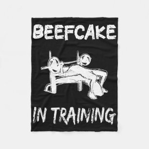 Beefcake in Training Gym Muscle Funny Bodybuilding Fleecedecke