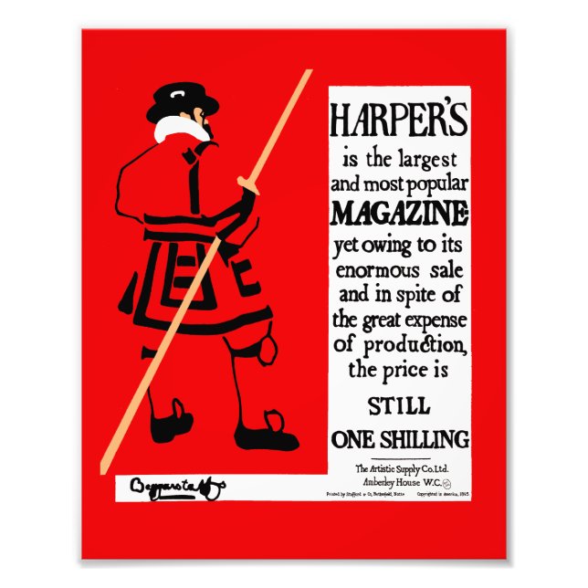 Beefeater, magazine du poster vintage Harper (Devant)