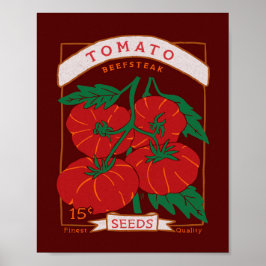 Beefsteak Tomato Seed Packet Poster (Bold Red)