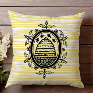 Beehive Yellow und Gray Geometric Kissen