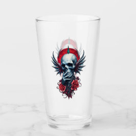 Beeindruckender, realistischer Schädel mit Flügeln Glas