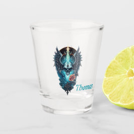 beeindruckender, realistischer Schädel, Schnapsglas