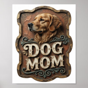 Beeindruckendes Gold DOG MOM Shirt Design Poster