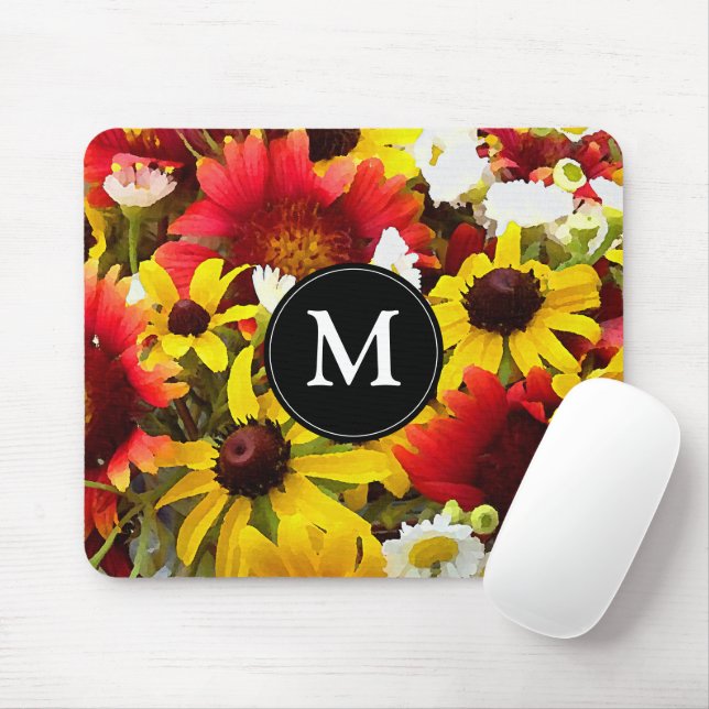 Beeinonist Wildflowers with Monogram Mousepad (Mit Mouse)