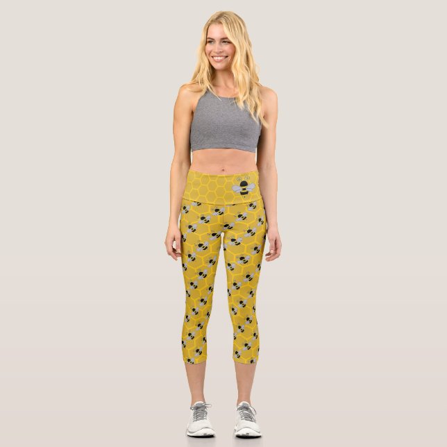Beek Swarm von Bienen Capri Leggings (Vorderseite)