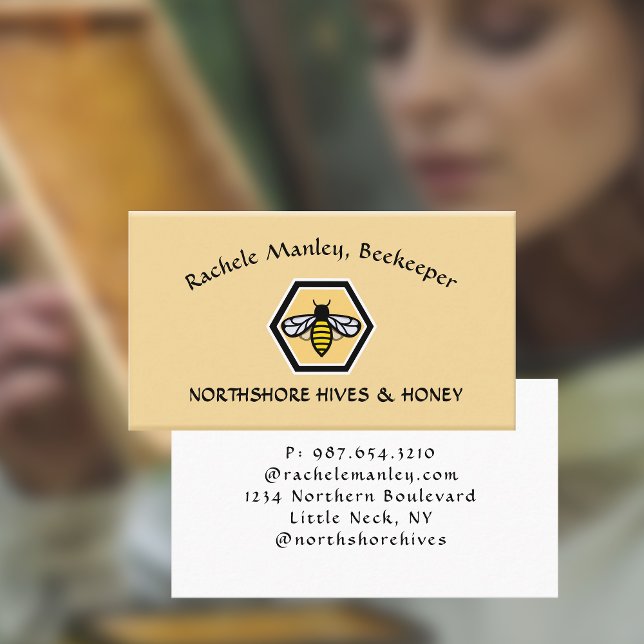 BEEKEEPER APIARY Visitenkarte Hexagon und Biene (Von Creator hochgeladen)