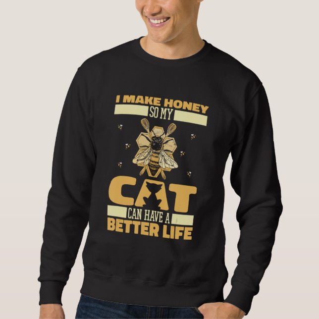 Beekeeper Cat Bee Honey  Honeycomb Beekeeping Sweatshirt (Vorderseite)